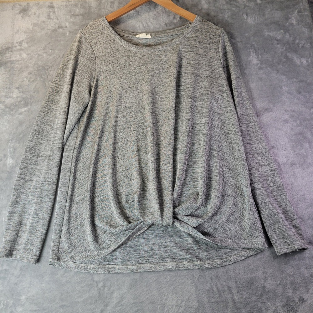 Jane Delancy Womens‎ L Gray Long Sleeve Twist Front Casual Top